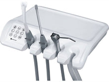 Cargar imagen en el visor de la galería, ●Previene la entrada de líquido en la placa del circuito a través del espacio de la etiqueta, lo que mejora la fiabilidad del circuito. Además, la charola lateral simplifica la operación.  ●Los mangos del succionador y del extractor de saliva están hechos de aleación de aluminio y silicona; consecuentemente, son livianos, impermeables y se pueden remover para limpiarlos y desinfectarlos. El flujo se puede ajustar mediante el interruptor del mango.